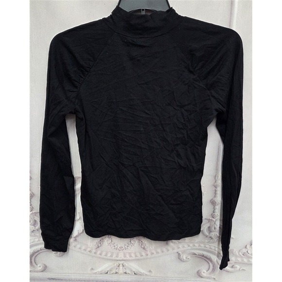 bobi Tops - NWT Bobi S Mock Neck Pleated Shoulder Long Sleeve T Shirt Black 132036